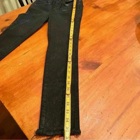 Free People x We The Free High Rise Coated Skinny Jeans Black 25 raw-cut hem - Picture 7 of 15